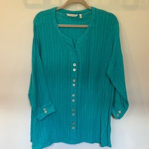 Soft Surroundings Teal Button-Front Relaxed Shirt